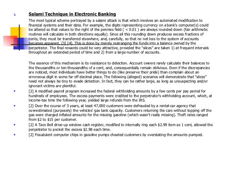 Virustrojan and salami attacks