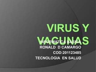 INFORMATICA BASICA
  RONALD D CAMARGO
       COD:201123485
TECNOLOGIA EN SALUD
 