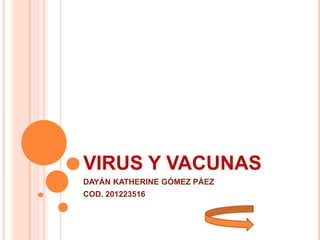 VIRUS Y VACUNAS
DAYÁN KATHERINE GÓMEZ PÁEZ
COD. 201223516
 