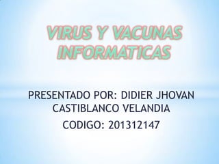 PRESENTADO POR: DIDIER JHOVAN
CASTIBLANCO VELANDIA
CODIGO: 201312147
 