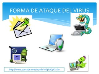 FORMA DE ATAQUE DEL VIRUS

http://www.youtube.com/watch?v=QPaOyCk-Eio

 
