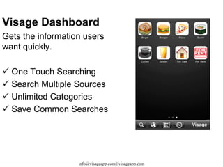 Visage Controls www.visageapp.com - Search - Map View - List View - Dashboard 