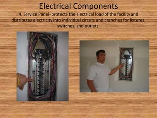 Electrical components1. Transformer Box-converts voltage of several thousand volts from the substation down to 110/220-volts with a transformer