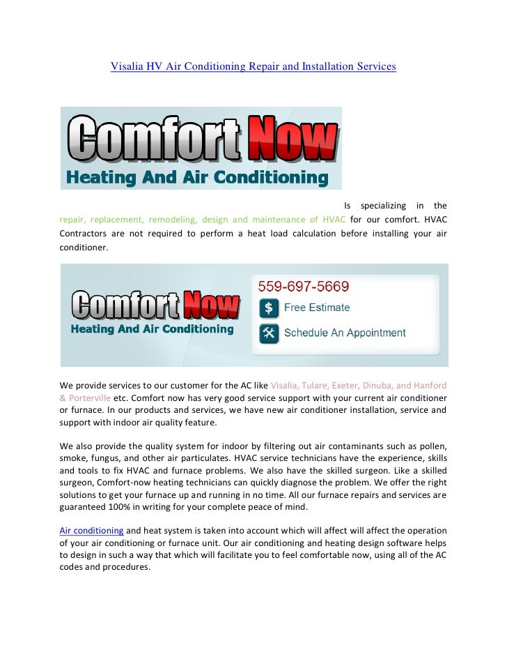 Visalia Hv Air Conditioning Repair And Installation Services