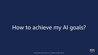 © 2018, Amazon Web Services, Inc. or its affiliates. All rights reserved.
How to achieve my AI goals?
 