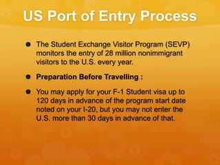 Documents Required for
Entry into the U.S.
 Make sure your passport is valid for at least six months beyond the end date
...