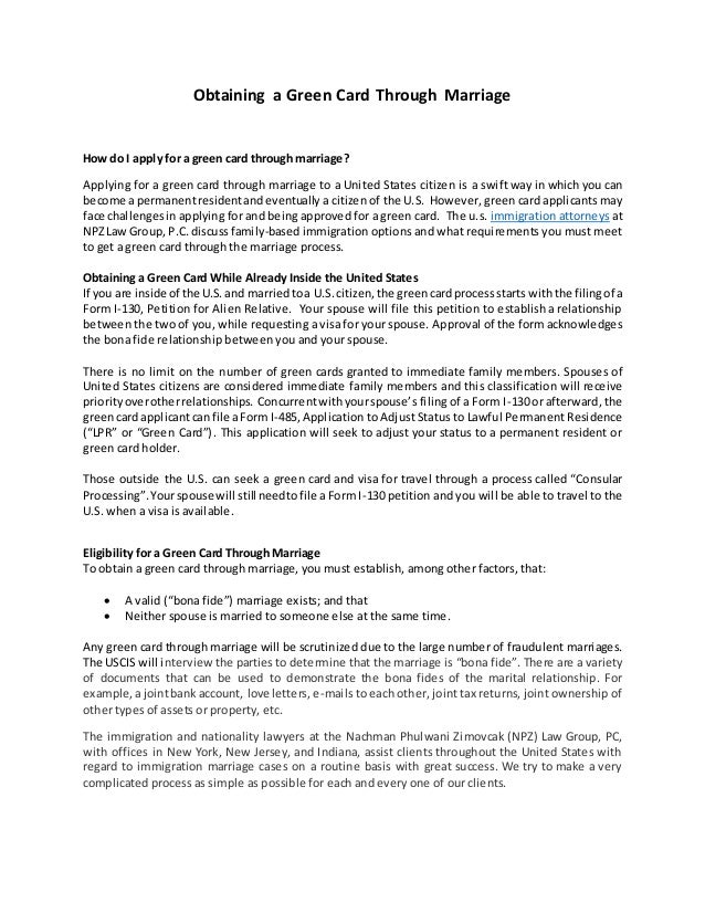 obtaining a green card through marriage recommendation letter for green card