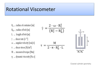 Viscometer Geometry Viscosity measurements | PPTX