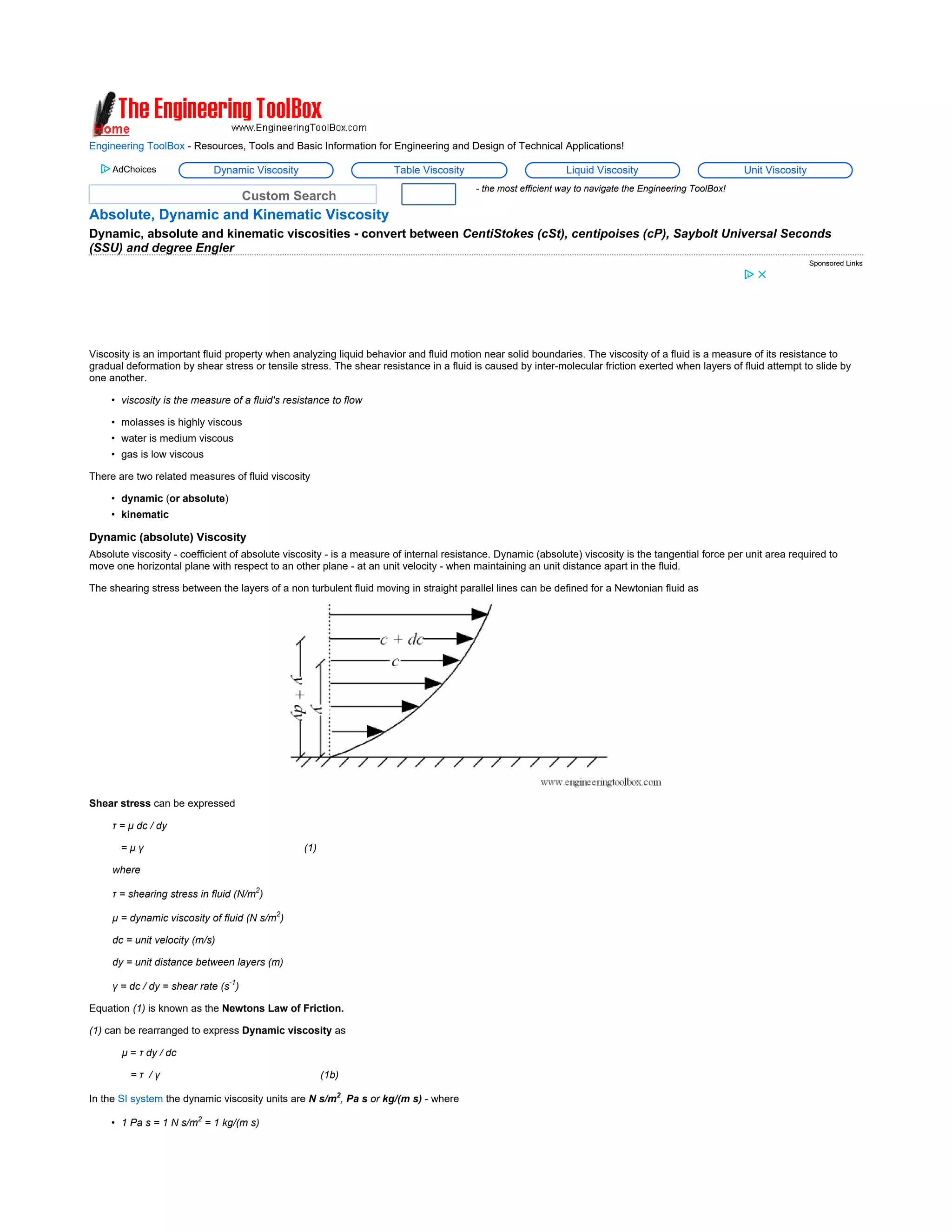 Viscosity kinematic vs dynamic | PDF