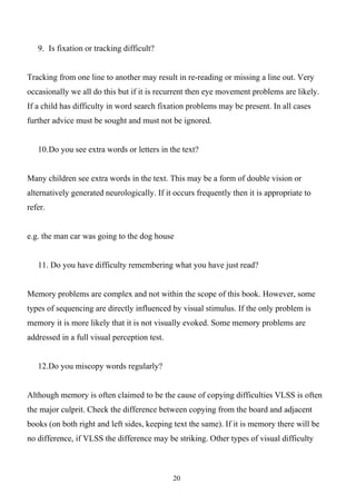 visual dyslexia, visual dyspraxia and other vision linked stress | PDF