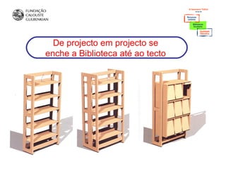 De projecto em projecto se
enche a Biblioteca até ao tecto
 