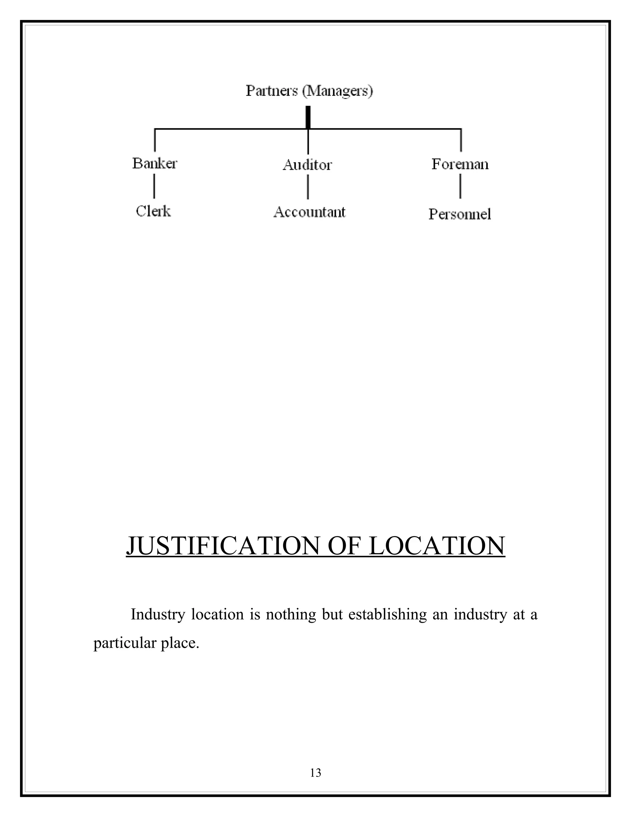 JUSTIFICATION OF LOCATION

     Industry location is nothing but establishing an industry at a
particular place.




                                13
 