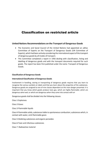 Restricted article classification | PDF