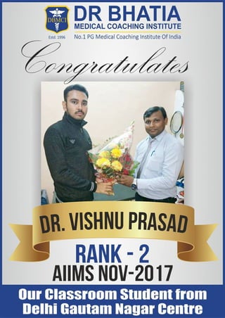 DBMind Dr Vishnu for securing Rank 2 in AIIMSNov17 !!!