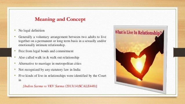 live in relationship Live in relationship is a kind of relationship in which a man and a woman mutually decide to live together under one roof without getting married to each other this . live in relationship Live in relationship is a kind of relationship in which a man and a woman mutually decide to live together under one roof without getting married to each other this .