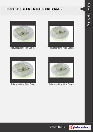 A Member of
POLYPROPYLENE MICE & RAT CAGES
Polypropylene Rat Cages Polypropylene Mice Cages
Polypropylene Mice Cages Polypropylene Mice Cages
Products
 