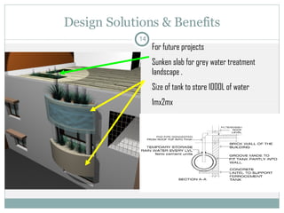 Design Solutions & Benefits For future projects Sunken slab for grey water treatment landscape .  Size of tank to store 1000L of water  1mx2mx 