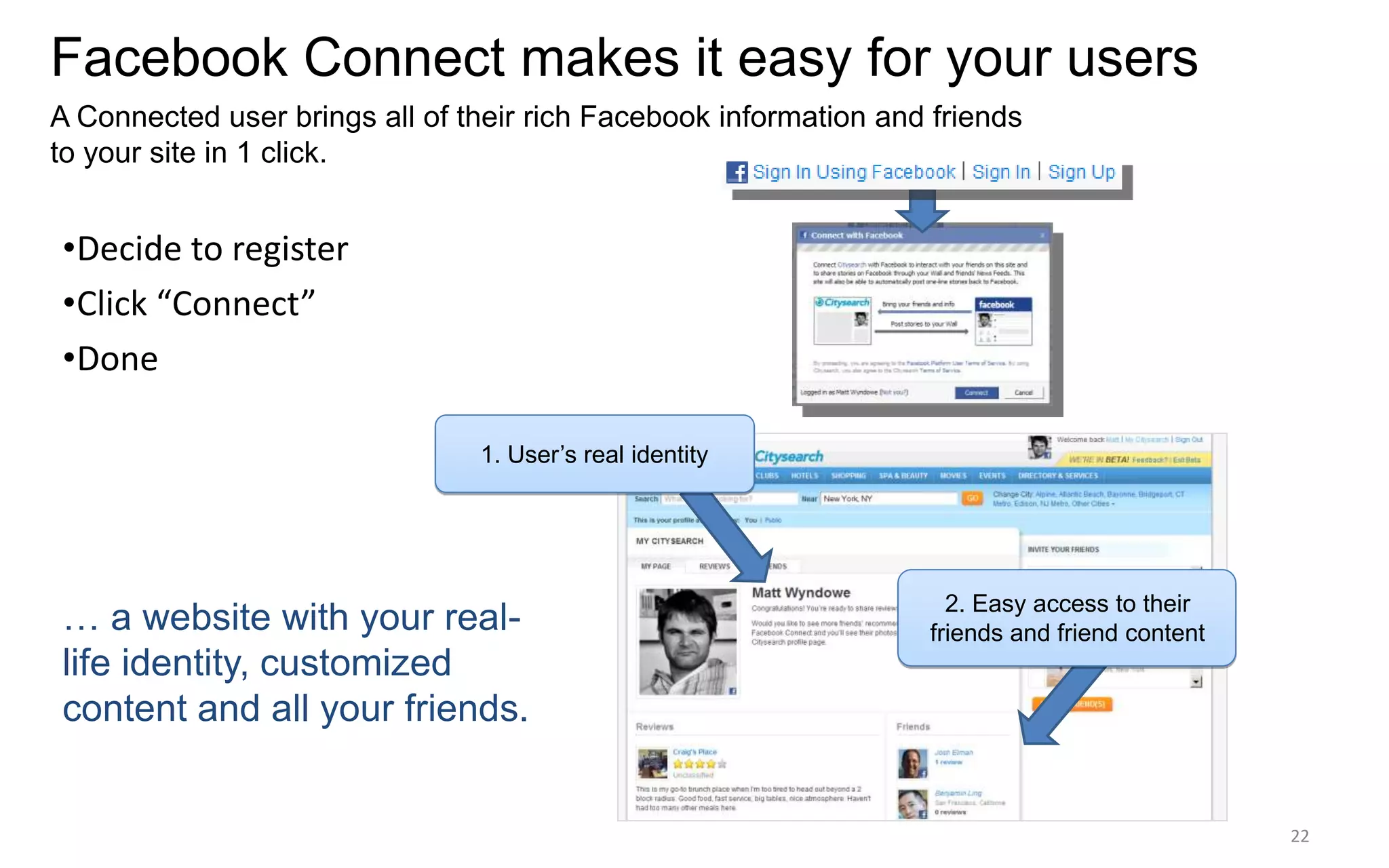 19Engaging with a new site is difficultThink of the steps users need to go through to sign up & engage with your content.Decide to register