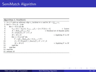 SemiMatch Algorithm
Vishu and Ayan (IIT Guwahati) Semi-Matching Algorithm 10 / 19
 