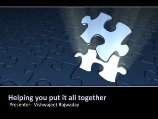 Helping you put it all together Presenter:  Vishwajeet Rajwaday 