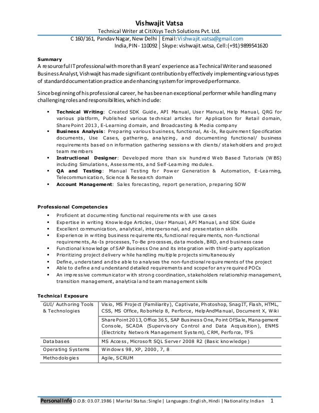 Technology business analyst resume