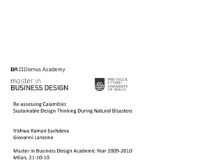 Final Thesis -Sustainable Emergency Housing | PPTX