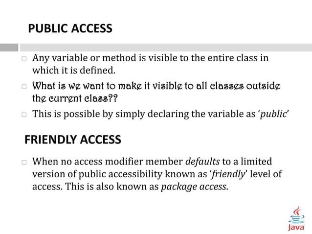 Visibility control in java