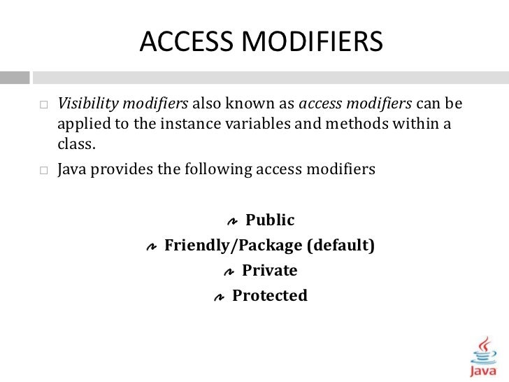Visibility control in java