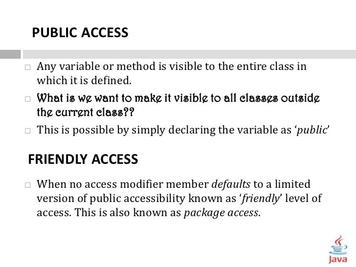 Visibility control in java