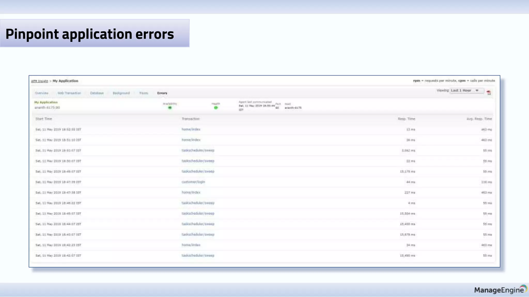 Pinpoint application errors
 