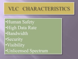 •Human Safety
•High Data Rate
•Bandwidth
•Security
•Visibility
•Unlicensed Spectrum
 