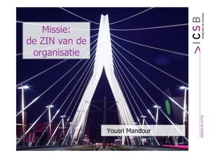 Missie:
de ZIN van de
 organisatie




                Yousri Mandour
 