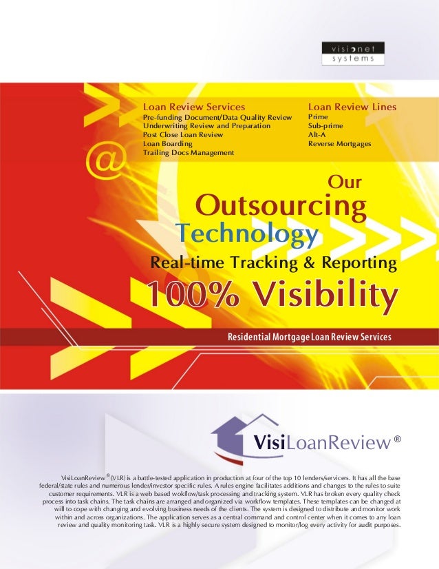 visiloanreview residential mortgage loan review services outsource mortgage loan processing flyers