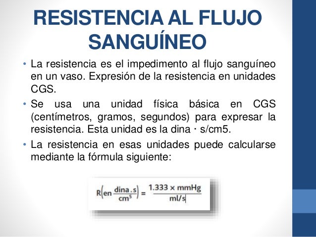 Resultado de imagen para Resistencia al flujo sanguÃneo