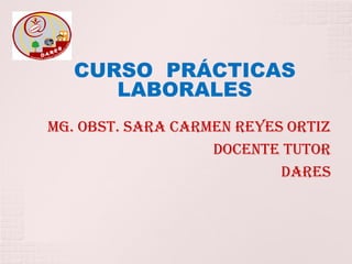 CURSO PRÁCTICAS
      LABORALES
Mg. Obst. Sara Carmen Reyes Ortiz
                   Docente Tutor
                           DARES
 