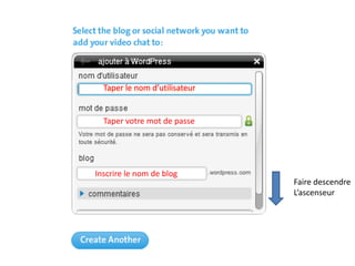 Taper le nom d’utilisateurTaper votre mot de passeInscrire le nom de blog Faire descendreL’ascenseur