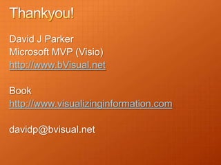 David J Parker
Microsoft MVP (Visio)
http://www.bVisual.net

Book
http://www.visualizinginformation.com

davidp@bvisual.net
 