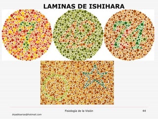 drpabloarias@hotmail.com
Fisiología de la Visión 44
LAMINAS DE ISHIHARA
 
