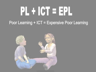 PL + ICT = EPL Poor Learning + ICT = Expensive Poor Learning 