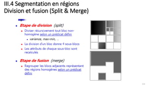 III.4 Segmentation en régions
Division et fusion (Split & Merge)
115
 