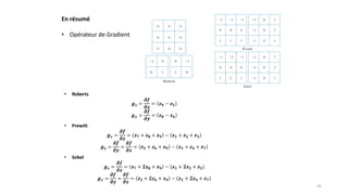 En résumé
• Opérateur de Gradient
45
 