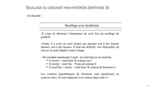 SEUILLAGE DU GRADIENT PAR HYSTÉRÉSIS (MÉTHODE 3)
En résumé :
78
 