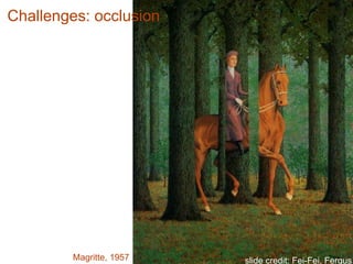 Challenges: occlusion
Magritte, 1957 slide credit: Fei-Fei, Fergus
 