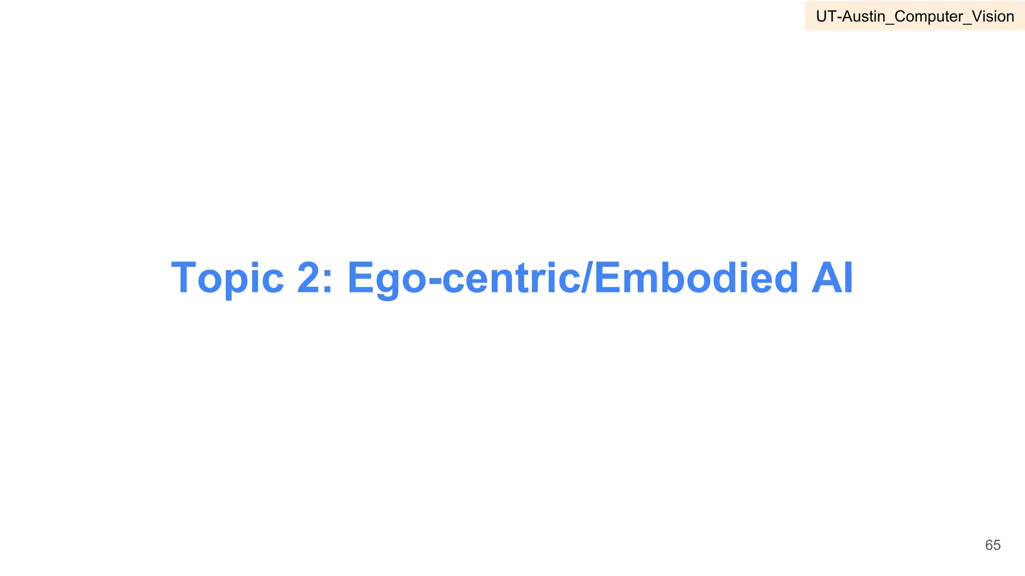 Topic 2: Ego-centric/Embodied AI
65
UT-Austin_Computer_Vision
 