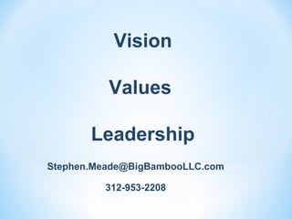 Vision Values  Leadership [email_address] 312-953-2208 