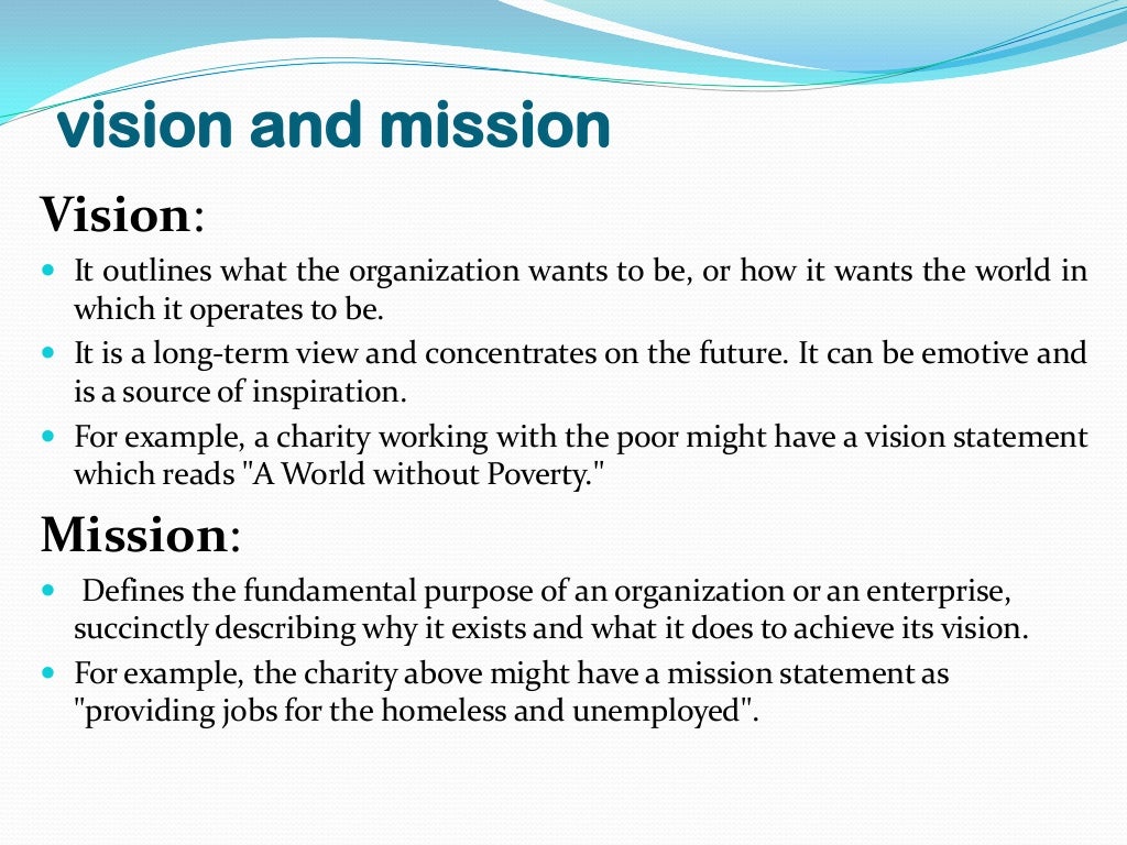 example of mission vision in business plan