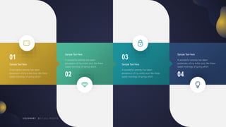 29
V I S I O N A R Y
01
Sample Text Here
A wonderful serenity has taken
possession of my entire soul, like these
sweet mornings of spring which 02
Sample Text Here
A wonderful serenity has taken
possession of my entire soul, like these
sweet mornings of spring which
03
Sample Text Here
A wonderful serenity has taken
possession of my entire soul, like these
sweet mornings of spring which 04
Sample Text Here
A wonderful serenity has taken
possession of my entire soul, like these
sweet mornings of spring which
 