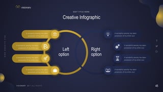 45
V I S I O N A R Y
Right
option
Left
option
A wonderful serenity has taken
possession of my entire soul
A wonderful serenity has taken
possession of my entire soul
A wonderful serenity has taken
possession of my entire soul
A wonderful serenity has taken
possession of my entire soul
A wonderful serenity has taken
possession of my entire soul
A wonderful serenity has taken
possession of my entire soul
A wonderful serenity has taken
possession of my entire soul
A wonderful serenity has taken
possession of my entire soul
Creative Infographic
E D I T T I T L E H E R E
 