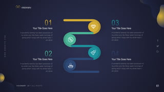61
V I S I O N A R Y
A wonderful serenity has taken possession of
my entire soul, like these sweet mornings of
spring which I enjoy with my whole heart. I
am alone
Your Title Goes Here
Your Title Goes Here
A wonderful serenity has taken possession of
my entire soul, like these sweet mornings of
spring which I enjoy with my whole heart. I
am alone
A wonderful serenity has taken possession of
my entire soul, like these sweet mornings of
spring which I enjoy with my whole heart. I
am alone
Your Title Goes Here
Your Title Goes Here
A wonderful serenity has taken possession of
my entire soul, like these sweet mornings of
spring which I enjoy with my whole heart. I
am alone
 