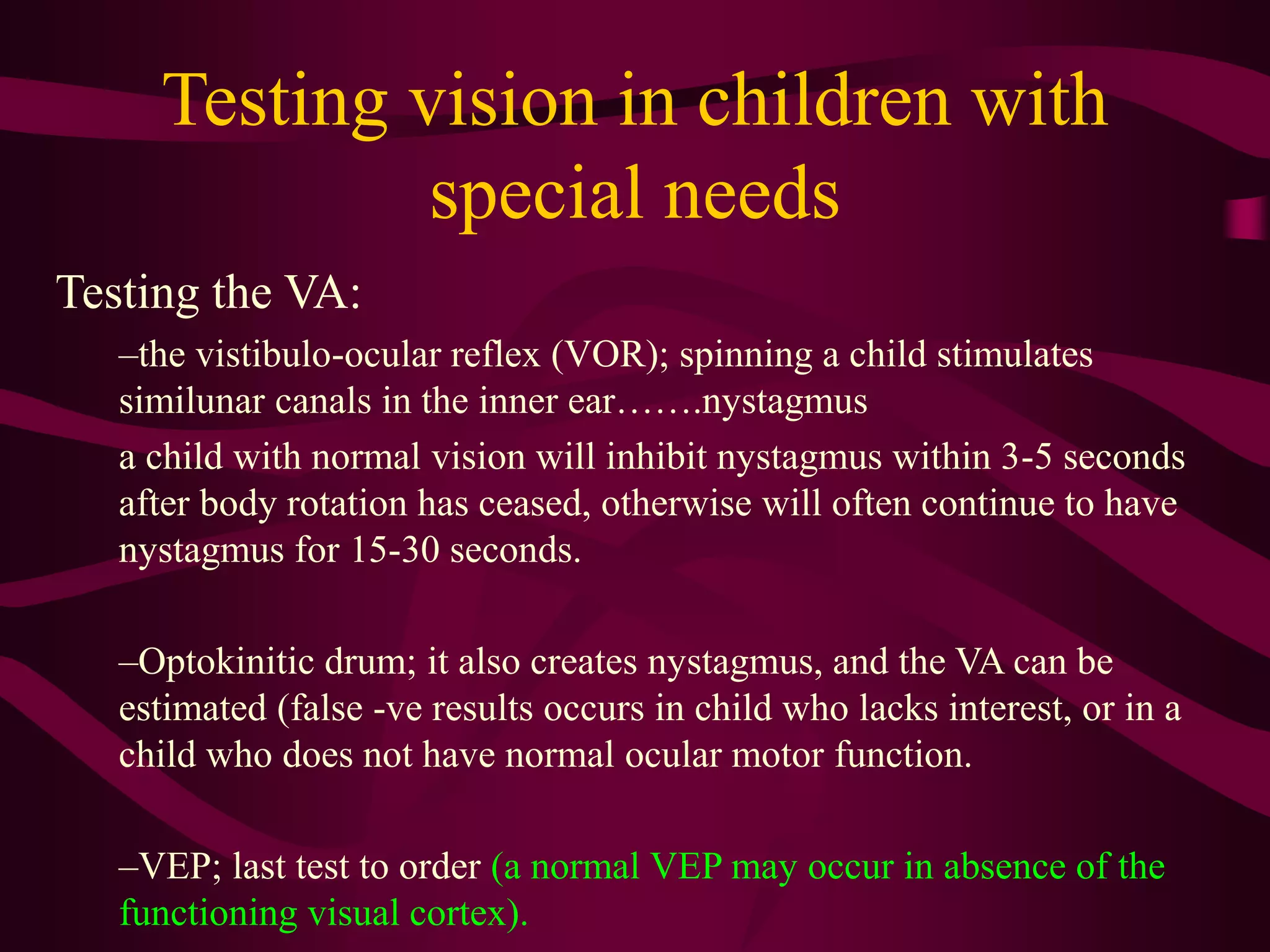 Vision assessment of the pediatric patients | PPSX
